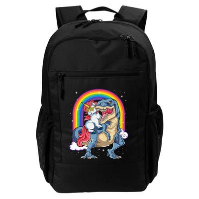 Unicorn Riding T Rex Dinosaur Rainbow Backpack