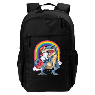 Unicorn Riding T Rex Dinosaur Rainbow Daily Commute Backpack