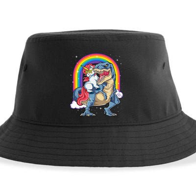 Unicorn Riding T Rex Dinosaur Rainbow Sustainable Bucket Hat