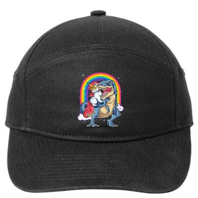 Unicorn Riding T Rex Dinosaur Rainbow 7-Panel Snapback Hat