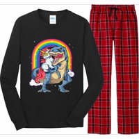 Unicorn Riding T Rex Dinosaur Rainbow Long Sleeve Pajama Set