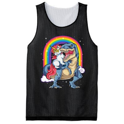 Unicorn Riding T Rex Dinosaur Rainbow Mesh Reversible Basketball Jersey Tank