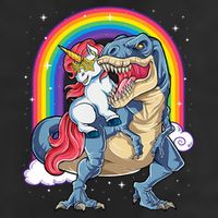 Unicorn Riding T Rex Dinosaur Rainbow Tumbler