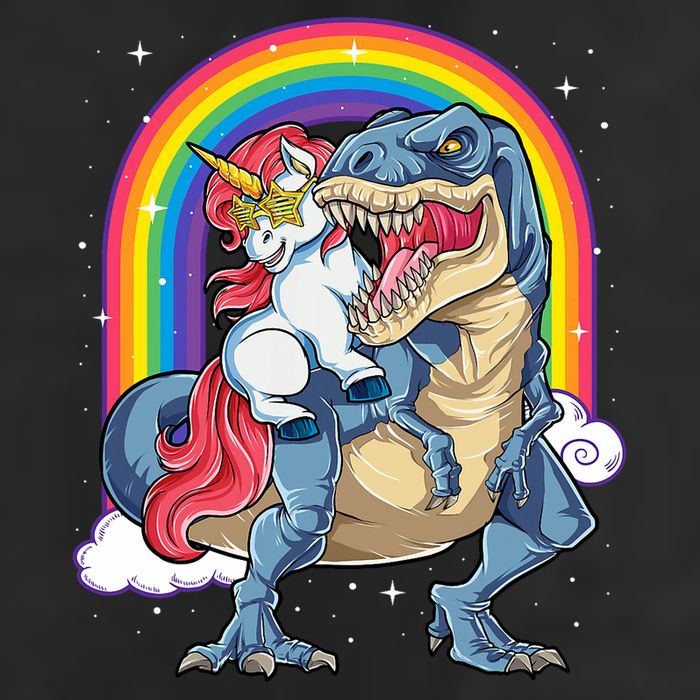 Unicorn Riding T Rex Dinosaur Rainbow Tumbler