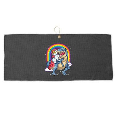 Unicorn Riding T Rex Dinosaur Rainbow Large Microfiber Waffle Golf Towel