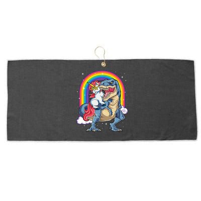 Unicorn Riding T Rex Dinosaur Rainbow Large Microfiber Waffle Golf Towel