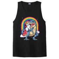 Unicorn Riding T Rex Dinosaur Rainbow PosiCharge Competitor Tank