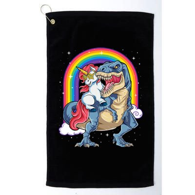 Unicorn Riding T Rex Dinosaur Rainbow Platinum Collection Golf Towel