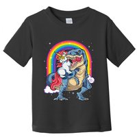 Unicorn Riding T Rex Dinosaur Rainbow Toddler T-Shirt
