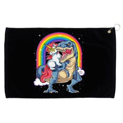 Unicorn Riding T Rex Dinosaur Rainbow Grommeted Golf Towel