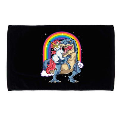 Unicorn Riding T Rex Dinosaur Rainbow Microfiber Hand Towel