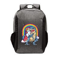 Unicorn Riding T Rex Dinosaur Rainbow Vector Backpack