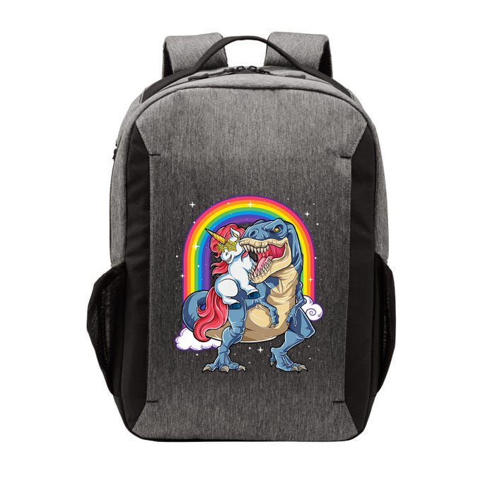 Unicorn Riding T Rex Dinosaur Rainbow Vector Backpack