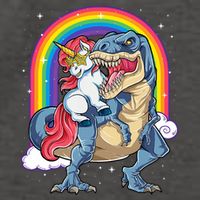 Unicorn Riding T Rex Dinosaur Rainbow Vector Backpack