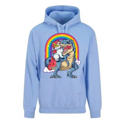 Unicorn Riding T Rex Dinosaur Rainbow Unisex Surf Hoodie