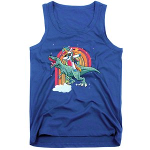 Unicorn Riding T Rex Dinosaur Rainbow Cool Gift Tank Top