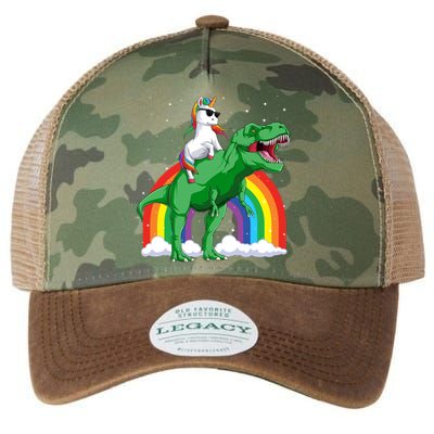 Unicorn Riding T Rex Dinosaur Rainbow Gift Legacy Tie Dye Trucker Hat