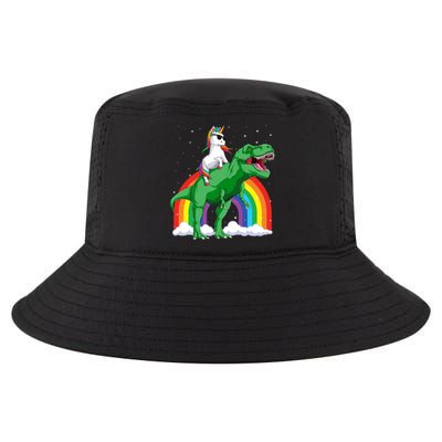 Unicorn Riding T Rex Dinosaur Rainbow Gift Cool Comfort Performance Bucket Hat