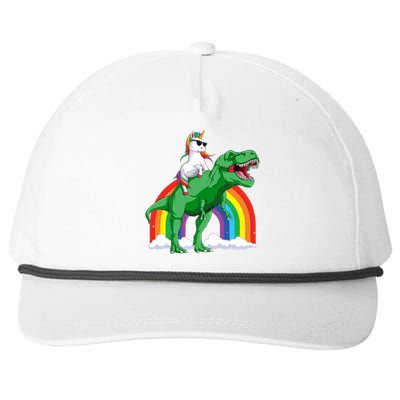 Unicorn Riding T Rex Dinosaur Rainbow Gift Snapback Five-Panel Rope Hat