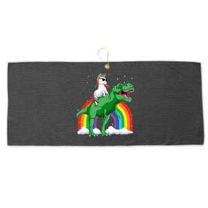 Unicorn Riding T Rex Dinosaur Rainbow Gift Large Microfiber Waffle Golf Towel