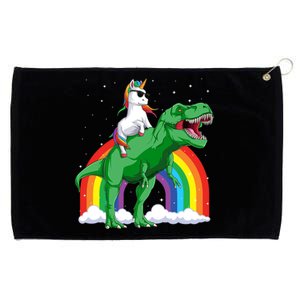 Unicorn Riding T Rex Dinosaur Rainbow Gift Grommeted Golf Towel