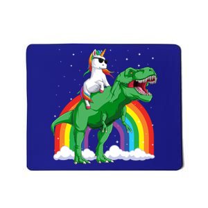 Unicorn Riding T Rex Dinosaur Rainbow Gift Mousepad