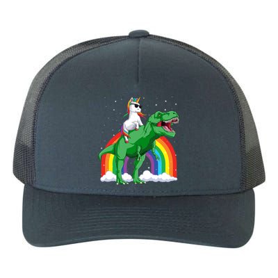 Unicorn Riding T Rex Dinosaur Rainbow Gift Yupoong Adult 5-Panel Trucker Hat