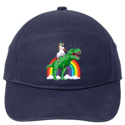 Unicorn Riding T Rex Dinosaur Rainbow Gift 7-Panel Snapback Hat