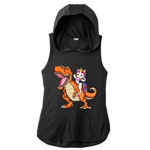 Unicorn Riding T Rex Dinosaur Mgical Unicorn Gift Ladies PosiCharge Tri-Blend Wicking Draft Hoodie Tank