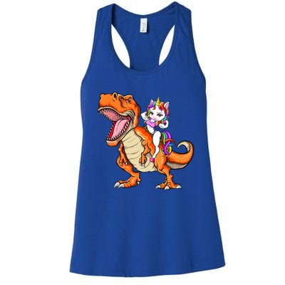 Unicorn Riding T Rex Dinosaur Mgical Unicorn Gift Women's Racerback Tank