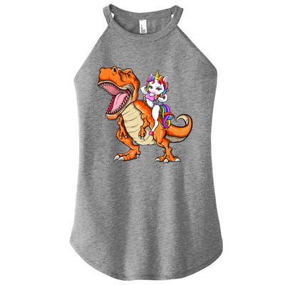 Unicorn Riding T Rex Dinosaur Mgical Unicorn Gift Women’s Perfect Tri Rocker Tank