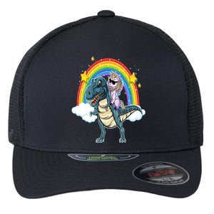 Unicorn Riding T Rex Dinosaur Gift Flexfit Unipanel Trucker Cap