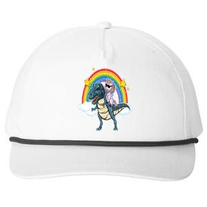 Unicorn Riding T Rex Dinosaur Gift Snapback Five-Panel Rope Hat