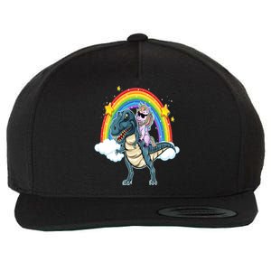 Unicorn Riding T Rex Dinosaur Gift Wool Snapback Cap