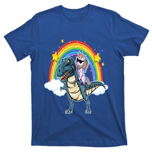 Unicorn Riding T Rex Dinosaur Gift T-Shirt