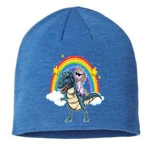 Unicorn Riding T Rex Dinosaur Gift Sustainable Beanie