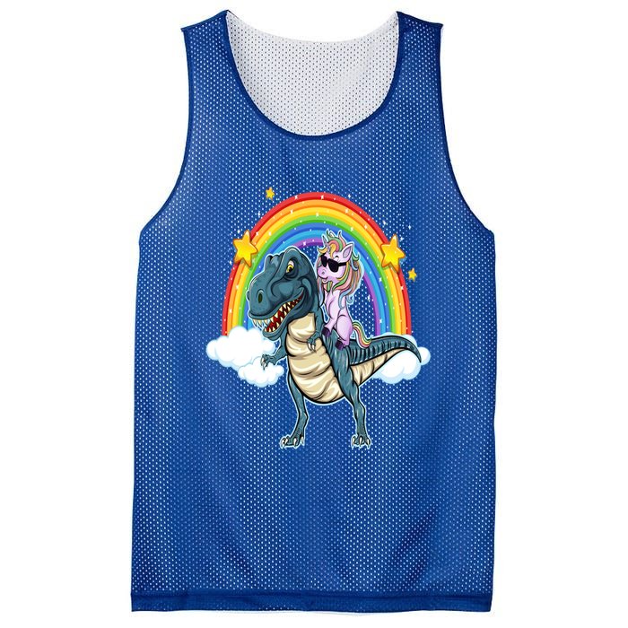 Unicorn Riding T Rex Dinosaur Gift Mesh Reversible Basketball Jersey Tank