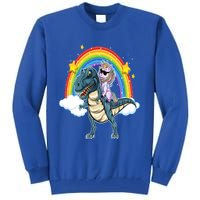 Unicorn Riding T Rex Dinosaur Gift Tall Sweatshirt