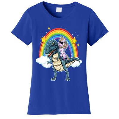 Unicorn Riding T Rex Dinosaur Gift Women's T-Shirt