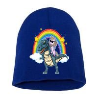 Unicorn Riding T Rex Dinosaur Gift Short Acrylic Beanie