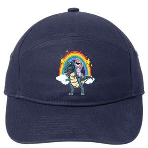 Unicorn Riding T Rex Dinosaur Gift 7-Panel Snapback Hat