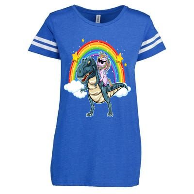 Unicorn Riding T Rex Dinosaur Gift Enza Ladies Jersey Football T-Shirt