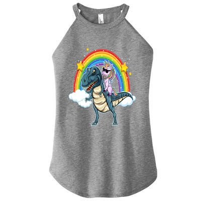 Unicorn Riding T Rex Dinosaur Gift Women’s Perfect Tri Rocker Tank