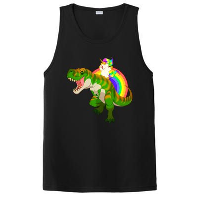 Unicorn Riding T Rex Meaningful Gift Trex Dinosaur Rainbow Rawr Gift Great Gift PosiCharge Competitor Tank