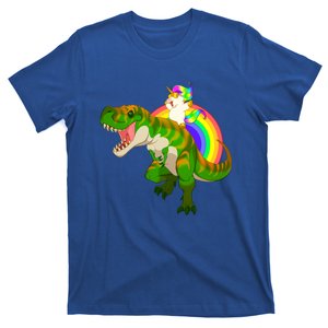 Unicorn Riding T Rex Meaningful Gift Trex Dinosaur Rainbow Rawr Gift Great Gift T-Shirt