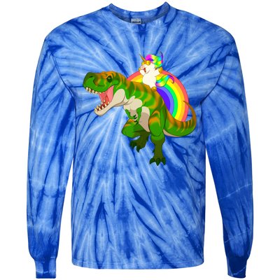 Unicorn Riding T Rex Meaningful Gift Trex Dinosaur Rainbow Rawr Gift Great Gift Tie-Dye Long Sleeve Shirt