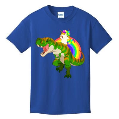 Unicorn Riding T Rex Meaningful Gift Trex Dinosaur Rainbow Rawr Gift Great Gift Kids T-Shirt