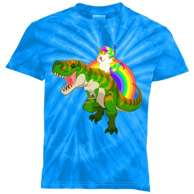 Unicorn Riding T Rex Meaningful Gift Trex Dinosaur Rainbow Rawr Gift Great Gift Kids Tie-Dye T-Shirt