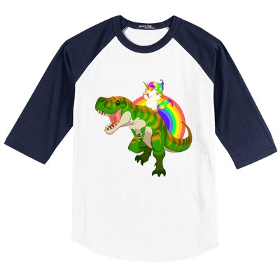 Unicorn Riding T Rex Meaningful Gift Trex Dinosaur Rainbow Rawr Gift Great Gift Baseball Sleeve Shirt