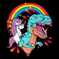 Unicorn Riding T Rex Rainbow Synthwave Dinosaur Gift Bucket Hat